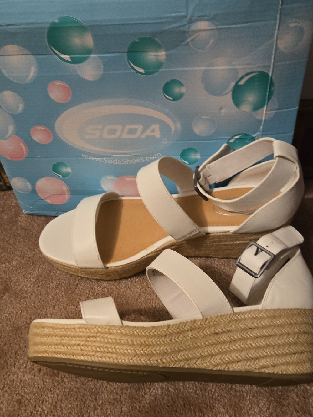 White Wedge Sandals with Ankle Strap